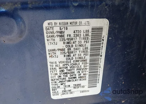 2020 Nissan Rogue Sv Intelligent Awd z USA, uszkodzony, nr VIN JN8AT2MV2LW116268